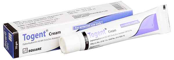 Cream                                                                  Togent 10 2 % + 0.1 %