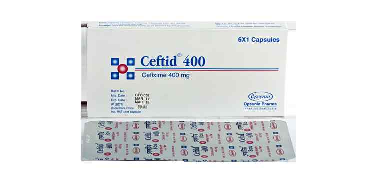 Cap.                     Ceftid   400 mg