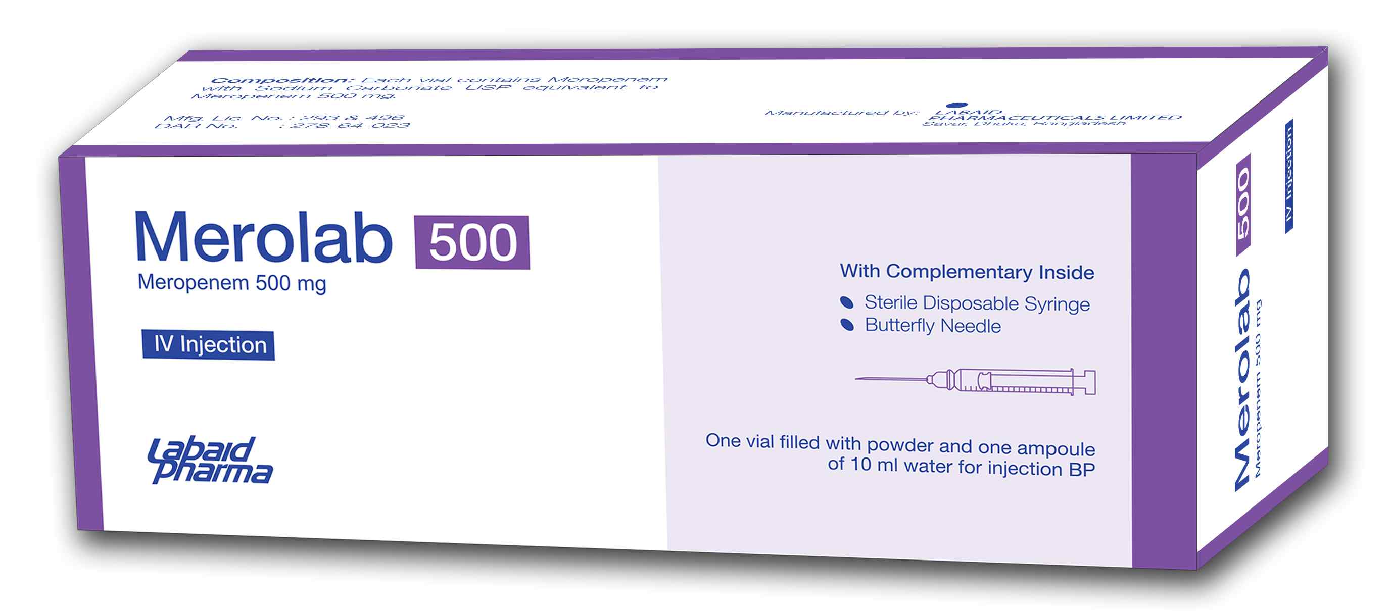 Inj. Merolab 500 500 mg / vial