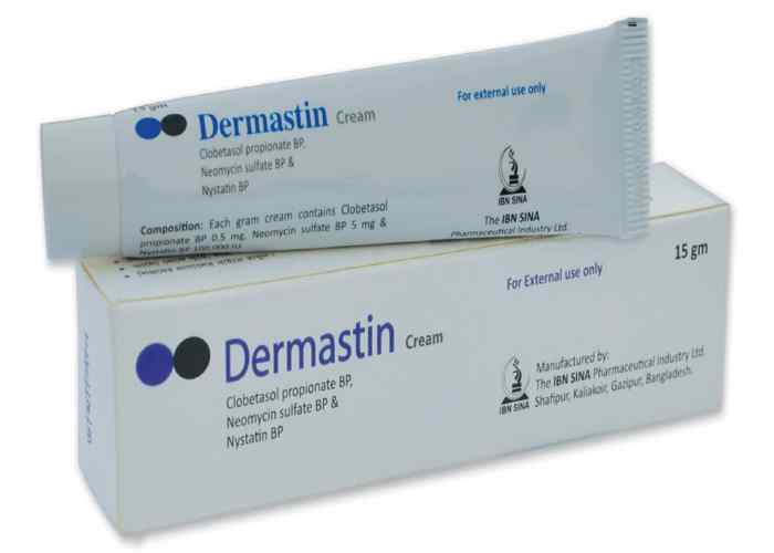 Cream                                                                  Dermastin 0.05 % + 0.5 % 